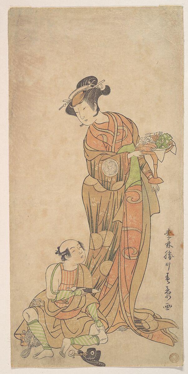 The Second Yamashita Kinsaku in the Role of Shigenoi, Katsukawa Shunshō　勝川春章 (Japanese, 1726–1792), Woodblock print (nishiki-e); ink and color on paper, Japan 
