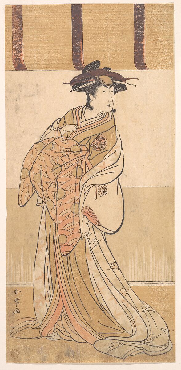 Nakamura Riko in the Role of Oiso no Tora, Katsukawa Shunjō (Japanese, died 1787), Woodblock print; ink and color on paper, Japan 