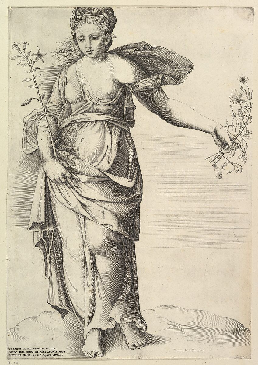 Flora, Engraved by Anonymous, Italian, second half of the 16th century, Engraving 