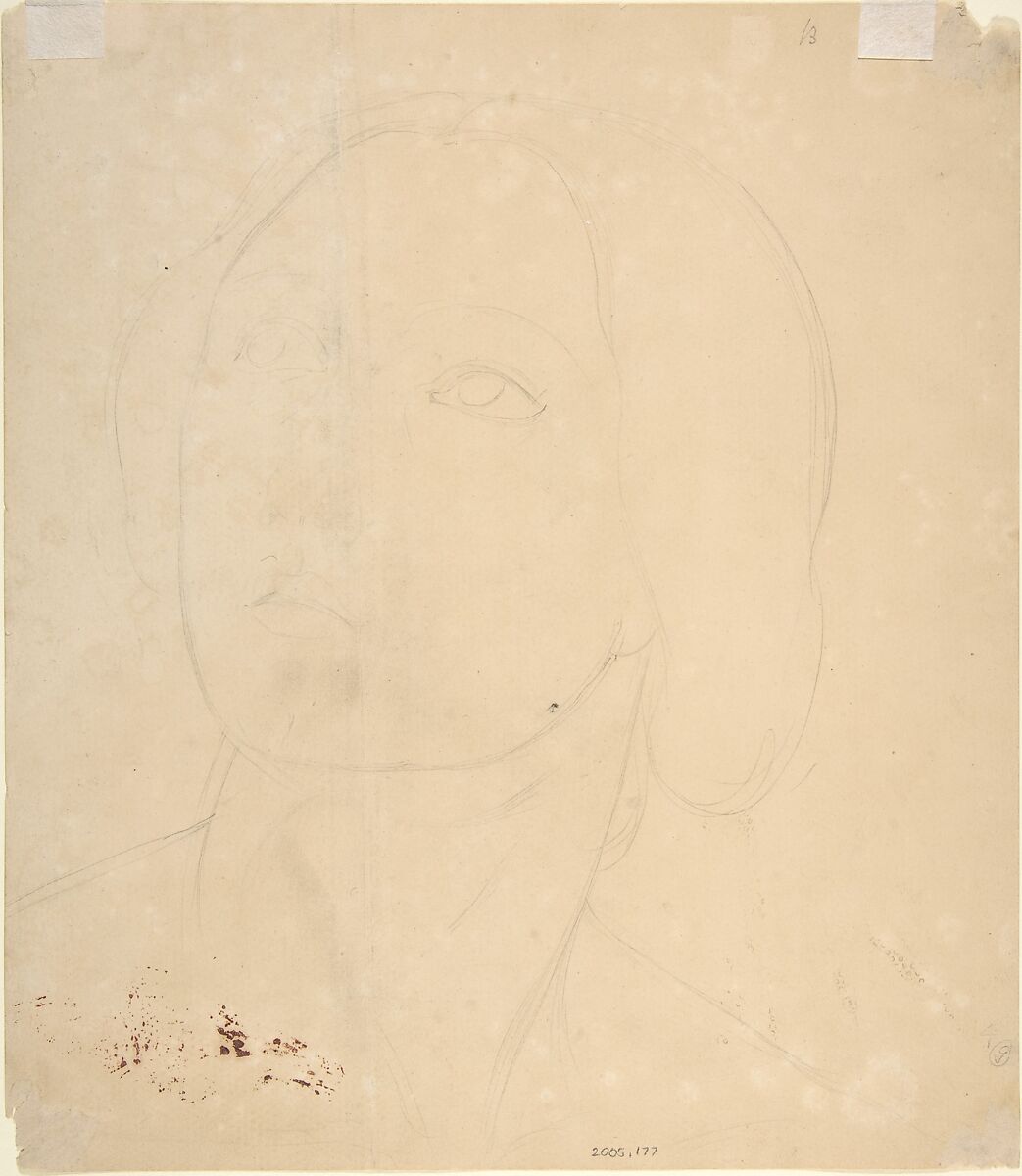 Head of a Woman Looking Up, Wilhelm Schadow (German, Berlin 1788–1862 Düsseldorf), Pencil on light brown paper