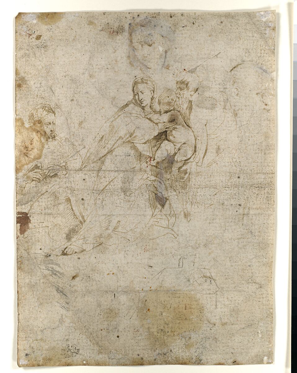 Sheet of Studies, Anthony van Dyck (Flemish, Antwerp 1599–1641 London), Pen and brown ink, brush and brown wash