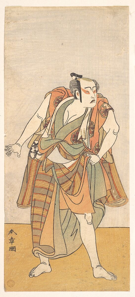 The First Bando Mitsugoro as an Unarmed Man, Katsukawa Shunshō　勝川春章 (Japanese, 1726–1792), Woodblock print (nishiki-e); ink and color on paper, Japan 