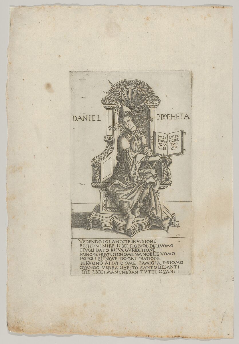 The Prophet Daniel, from "Prophets and Sibyls", Francesco Rosselli (Italian, Florence 1448–1508/27 Venice (?)), Engraving 