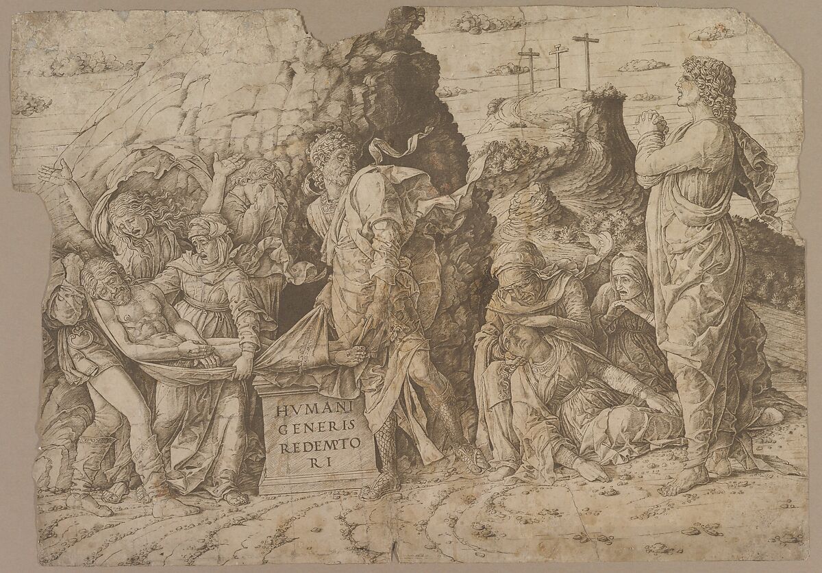 The Entombment of Christ, Andrea Mantegna  Italian, Engraving and drypoint; second state of two