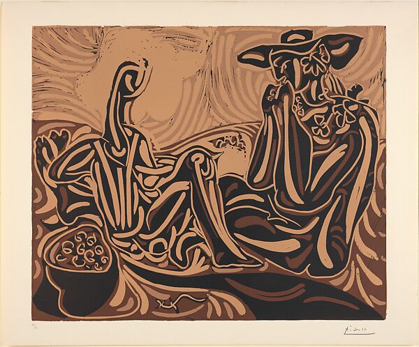 Grape Gatherers, Pablo Picasso (Spanish, Malaga 1881–1973 Mougins, France), Linoleum cut 