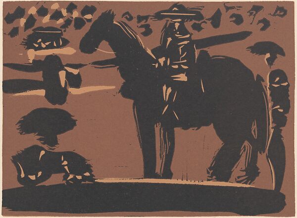 Picador Entering the Arena, Pablo Picasso (Spanish, Malaga 1881–1973 Mougins, France), Linoleum cut