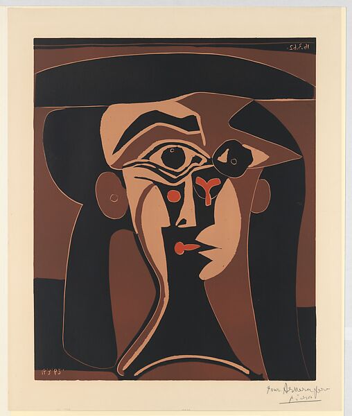 Jacqueline in a Black Hat, Pablo Picasso (Spanish, Malaga 1881–1973 Mougins, France), Linoleum cut 