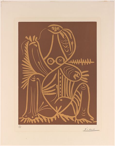 Seated Woman in Beachwear II, Pablo Picasso (Spanish, Malaga 1881–1973 Mougins, France), Linoleum cut 
