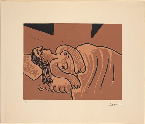 Sleeping Woman, Pablo Picasso (Spanish, Malaga 1881–1973 Mougins, France), Linoleum cut 