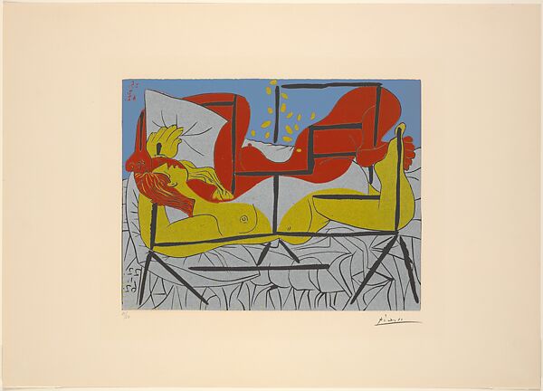 Danaë, Pablo Picasso (Spanish, Malaga 1881–1973 Mougins, France), Linoleum cut 