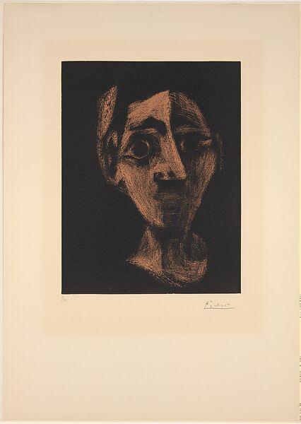 Jacqueline with a Headband I, Pablo Picasso (Spanish, Malaga 1881–1973 Mougins, France), Linoleum cut 