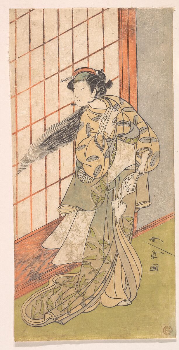 The First Nakamura Tomijuro as an Angry Woman Standing in a Room, Katsukawa Shunshō　勝川春章 (Japanese, 1726–1792), Woodblock print (nishiki-e); ink and color on paper, Japan 