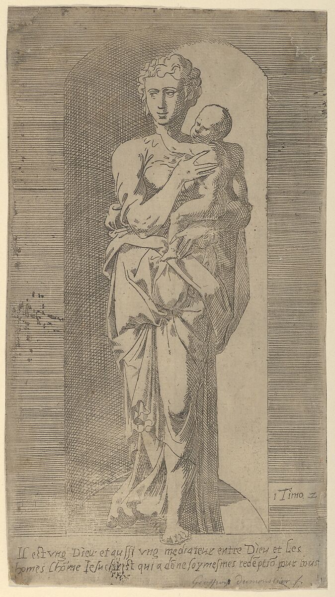 Virgin and Child in a Niche, Geoffroy Dumoûtier (French, active ca. 1535–73), Etching 