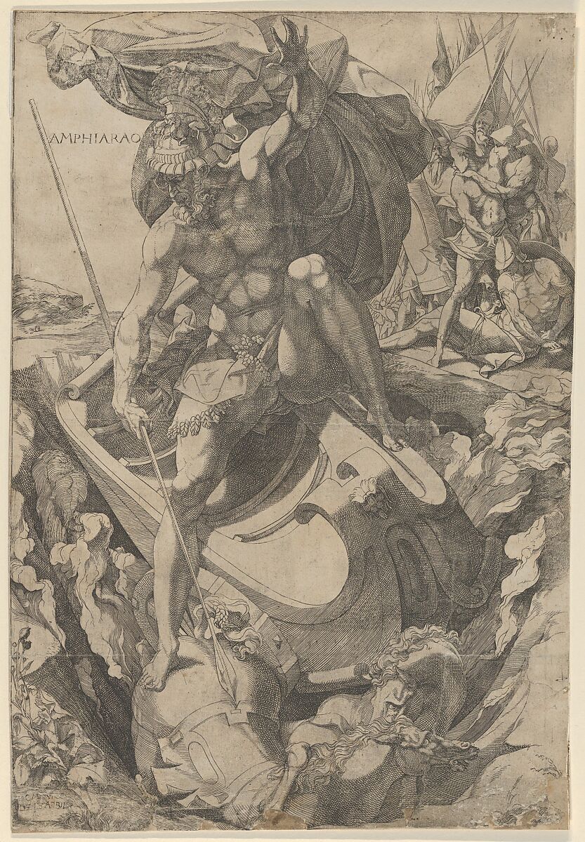 Amphiaraus, Domenico del Barbiere (Italian, Florence (?) 1506–1565 Paris), Engraving 
