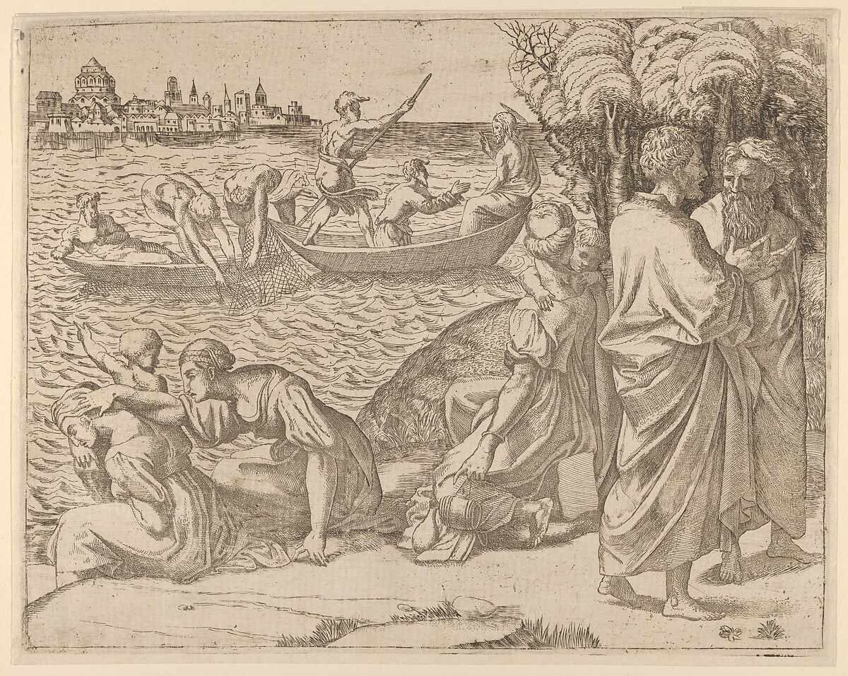 The Miraculous Draught of Fishes, Anonymous, French, School of Fontainebleau, 16th century, Etching 