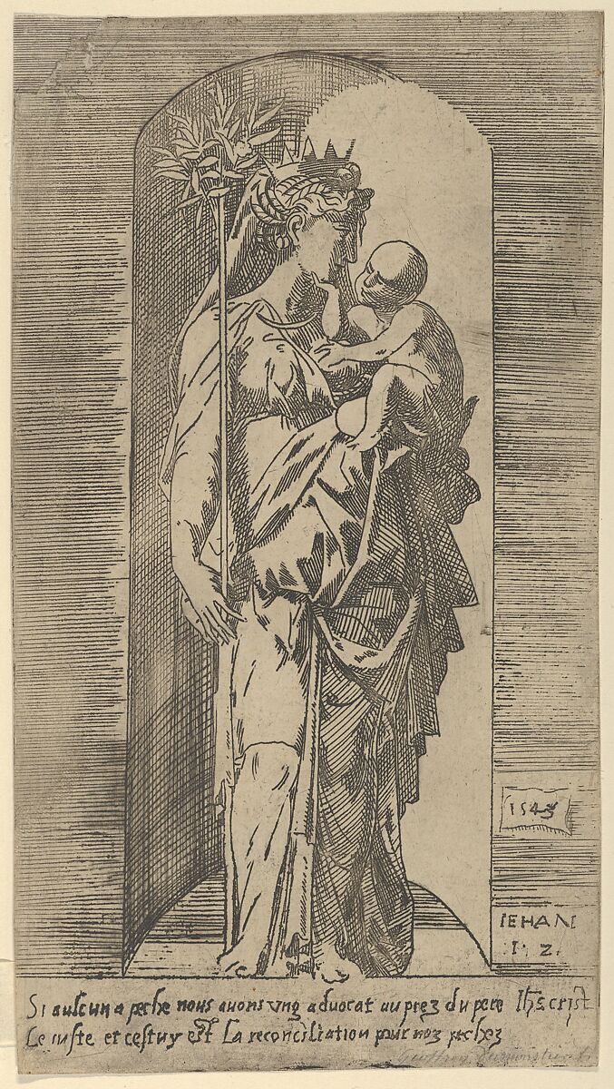 The Virgin and Child in a Niche, Geoffroy Dumoûtier (French, active ca. 1535–73), Etching 