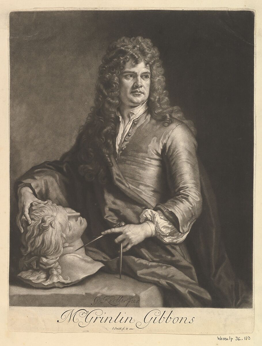Grinling Gibbons, After Sir Godfrey Kneller (German, Lübeck 1646–1723 London), Mezzotint 