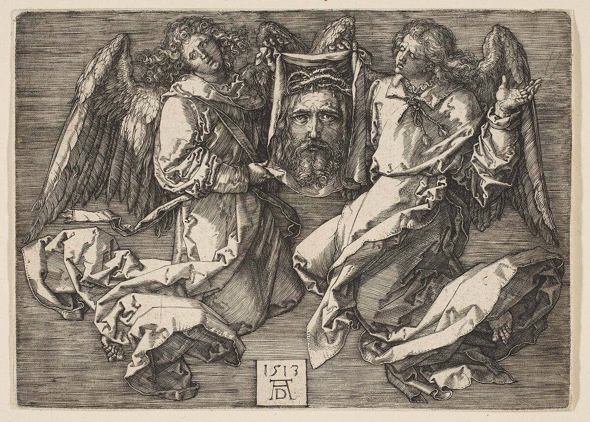 Sudarium displayed by two Angels, Albrecht Dürer (German, Nuremberg 1471–1528 Nuremberg), Engraving 