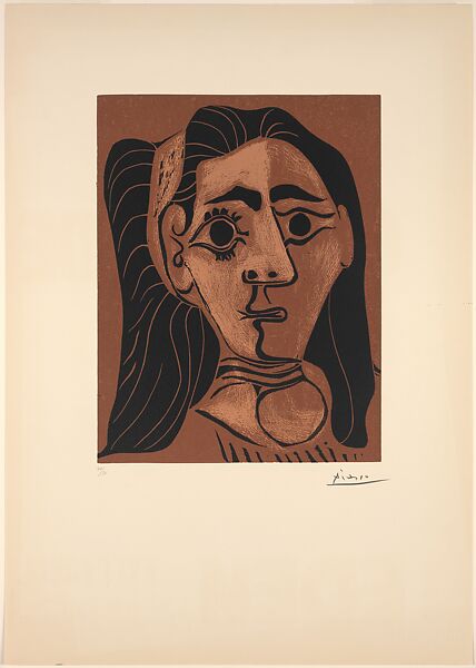 Jacqueline with a Headband II, Pablo Picasso (Spanish, Malaga 1881–1973 Mougins, France), Linoleum cut 