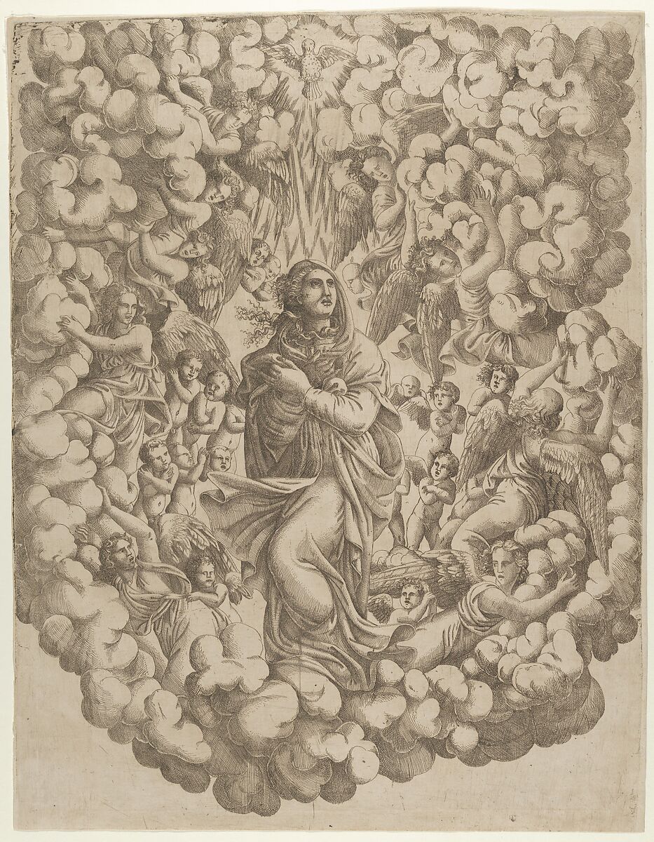 The Assumption of the Virgin, Master IQV (French, active 1540–50), Etching 