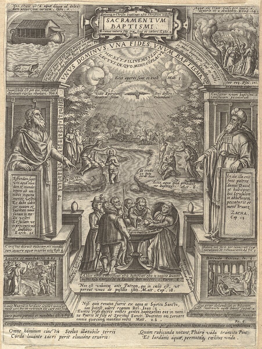 Baptism, from "The Seven Sacraments", Philips Galle (Netherlandish, Haarlem 1537–1612 Antwerp), Engraving 