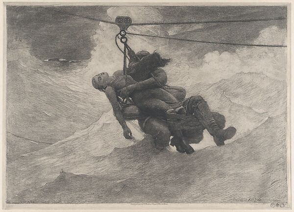 The Life Line, Winslow Homer (American, Boston, Massachusetts 1836–1910 Prouts Neck, Maine), Etching (posthumous impression) 