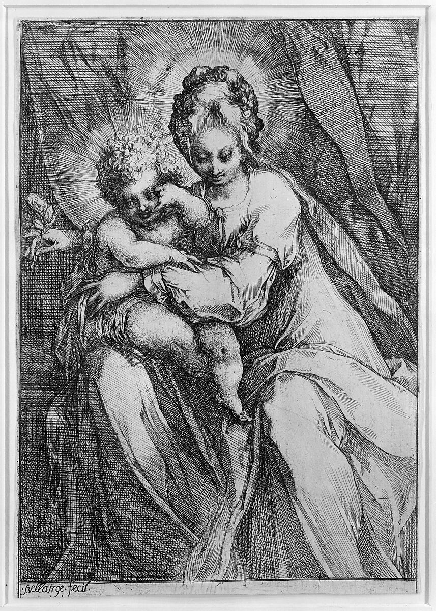 Madonna with a Rose, Jacques Bellange (French, Bassigny (?) ca. 1575–1616 Nancy), Etching