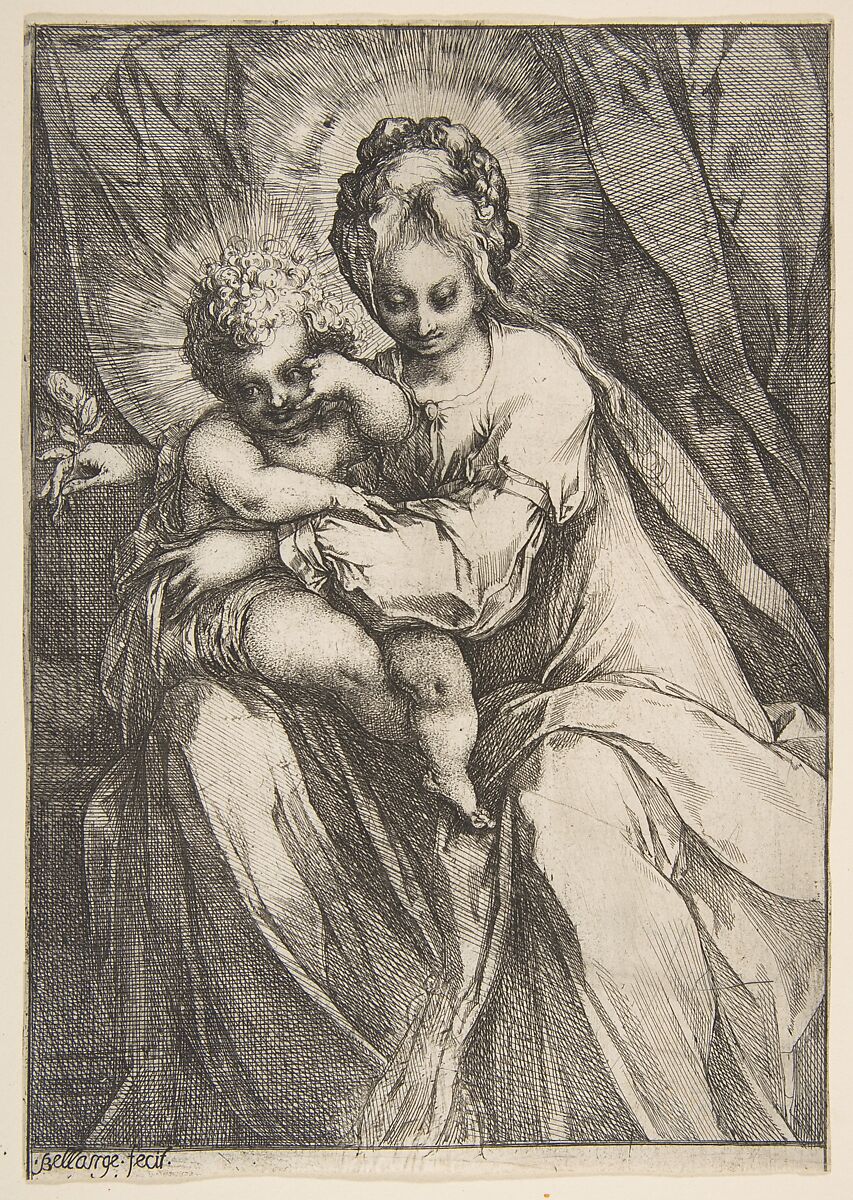 Madonna with a Rose, Jacques Bellange (French, Bassigny (?) ca. 1575–1616 Nancy), Etching 