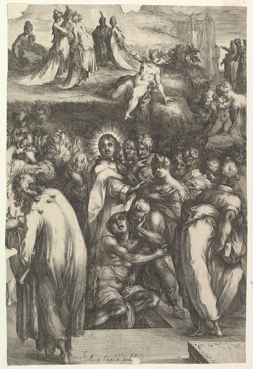 The Raising of Lazarus, Jacques Bellange (French, Bassigny (?) ca. 1575–1616 Nancy), Etching and engraving 