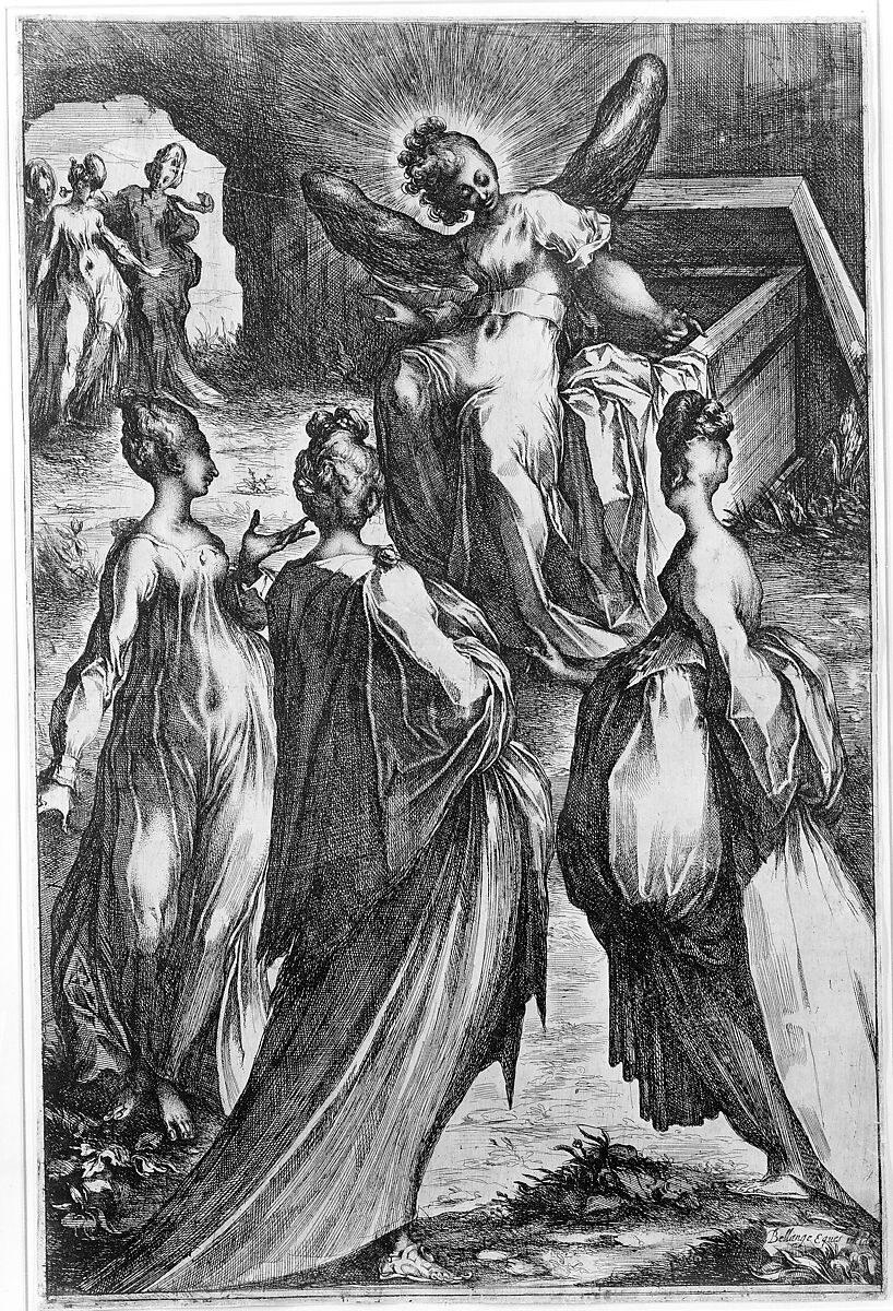 Three Marys at the Tomb, Jacques Bellange (French, Bassigny (?) ca. 1575–1616 Nancy), etching