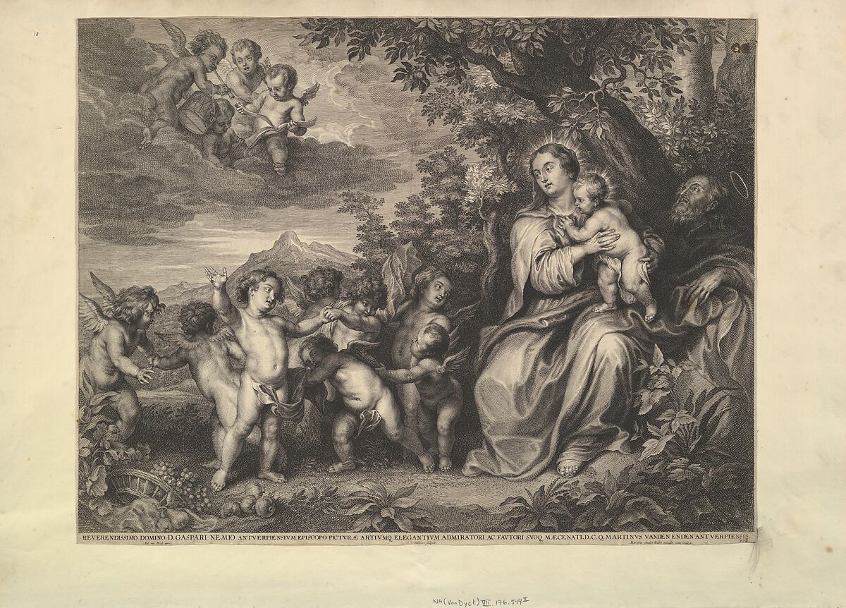 Rest on the Flight into Egypt, After Anthony van Dyck (Flemish, Antwerp 1599–1641 London), Engraving, second state 