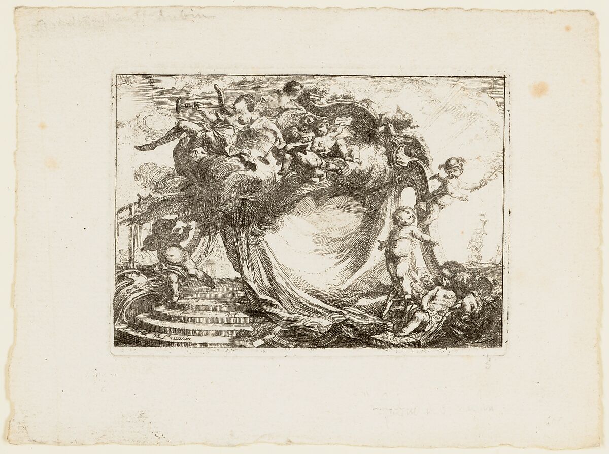 Trade Card for a Textile Merchant, Gabriel de Saint-Aubin (French, Paris 1724–1780 Paris), Etching, second state 