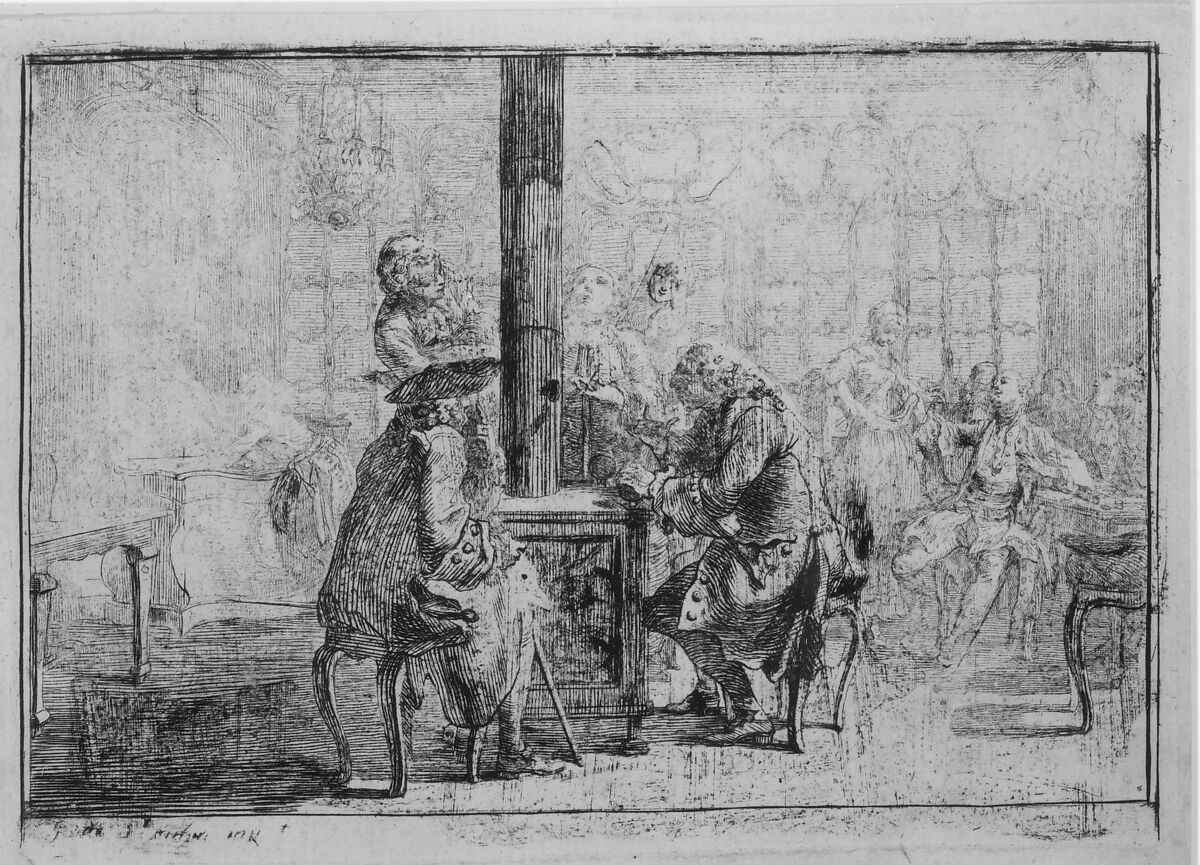 The Newsmongers, Gabriel de Saint-Aubin (French, Paris 1724–1780 Paris), Etching, early state