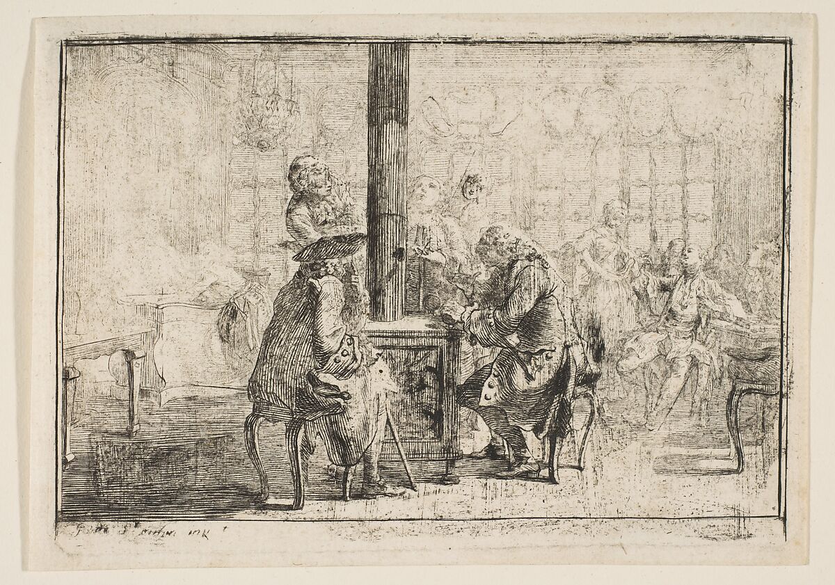 The Newsmongers, Gabriel de Saint-Aubin (French, Paris 1724–1780 Paris), Etching, early state 