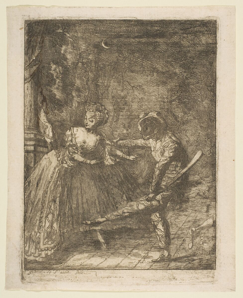 Le Theatre Italien, Gabriel de Saint-Aubin (French, Paris 1724–1780 Paris), Etching, before first state 