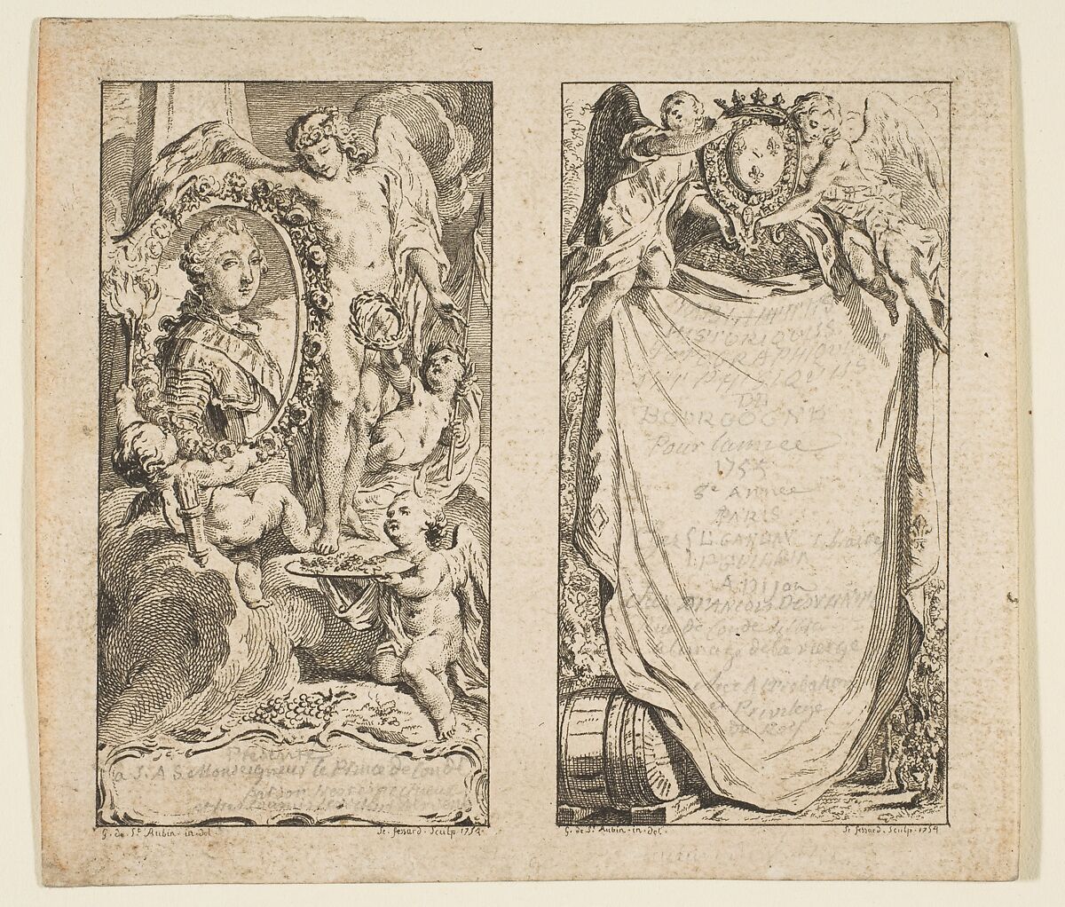 Vignettes pour les "Tablettes historiques, topographiques et physiques de Bourgogne", After Gabriel de Saint-Aubin (French, Paris 1724–1780 Paris), Etching 