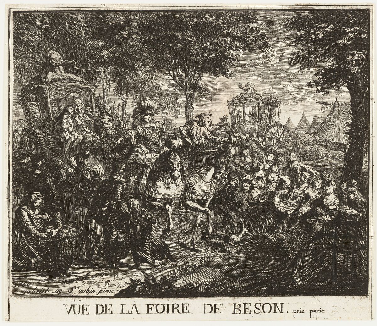Vue de la Foire de Bezons, Gabriel de Saint-Aubin (French, Paris 1724–1780 Paris), Etching, after second state 