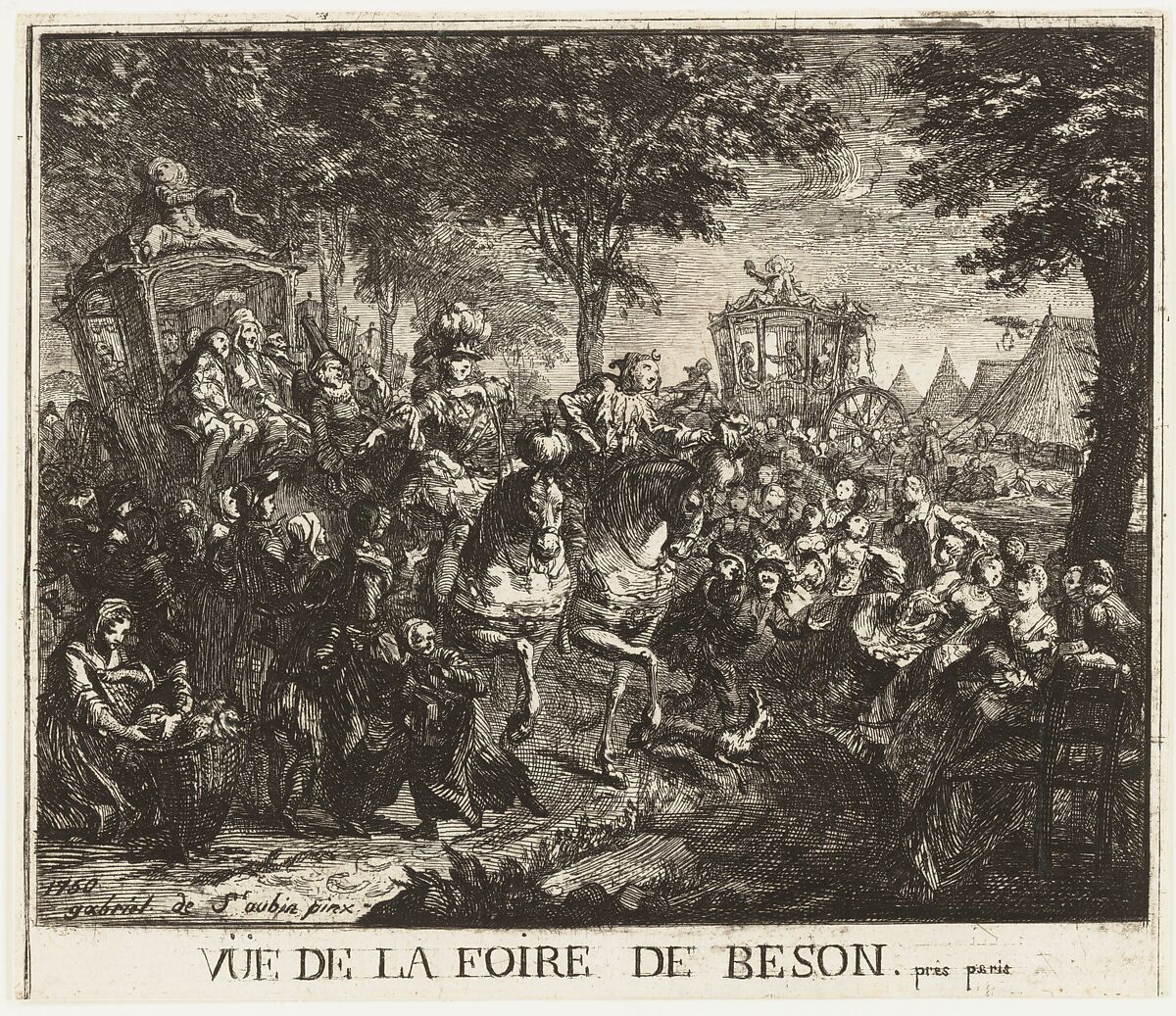 The Fair at Bezons (Vue de la Foire de Bezons), Gabriel de Saint-Aubin (French, Paris 1724–1780 Paris), Etching, after second state 