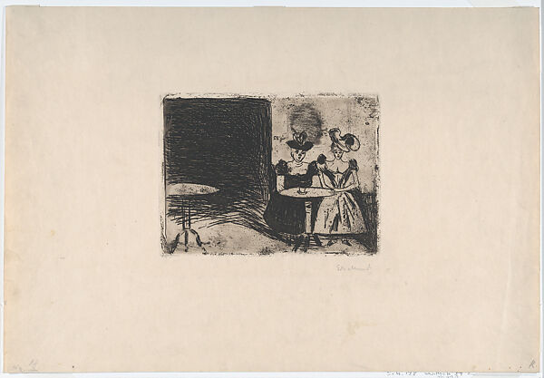 Night Café, Edvard Munch (Norwegian, Løten 1863–1944 Ekely), Etching in brownish black ink