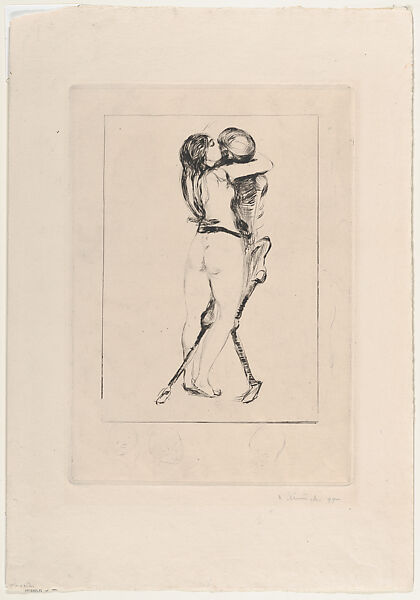 Death and the Woman, Edvard Munch (Norwegian, Løten 1863–1944 Ekely), Drypoint 