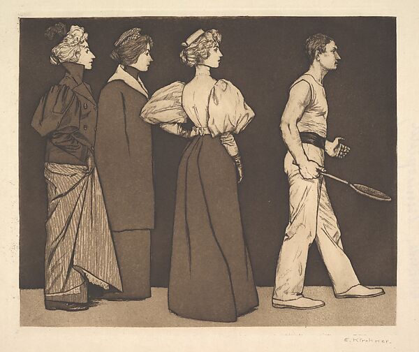 Tennis Players, Eugen Kirchner (German, 1865–1938), Etching and aquatint 
