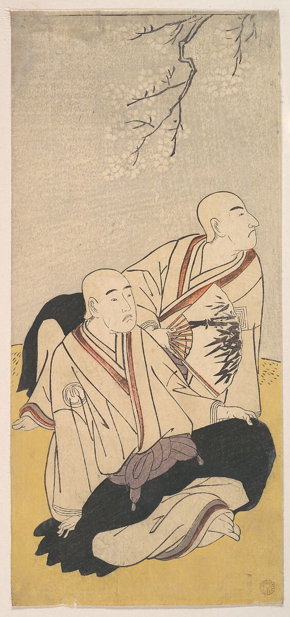 The Third Sawamura Sojuro & the Second Ichikawa Monnosuke as Buddhist Monks, Katsukawa Shunshō　勝川春章 (Japanese, 1726–1792), Woodblock print (nishiki-e); ink and color on paper, Japan 
