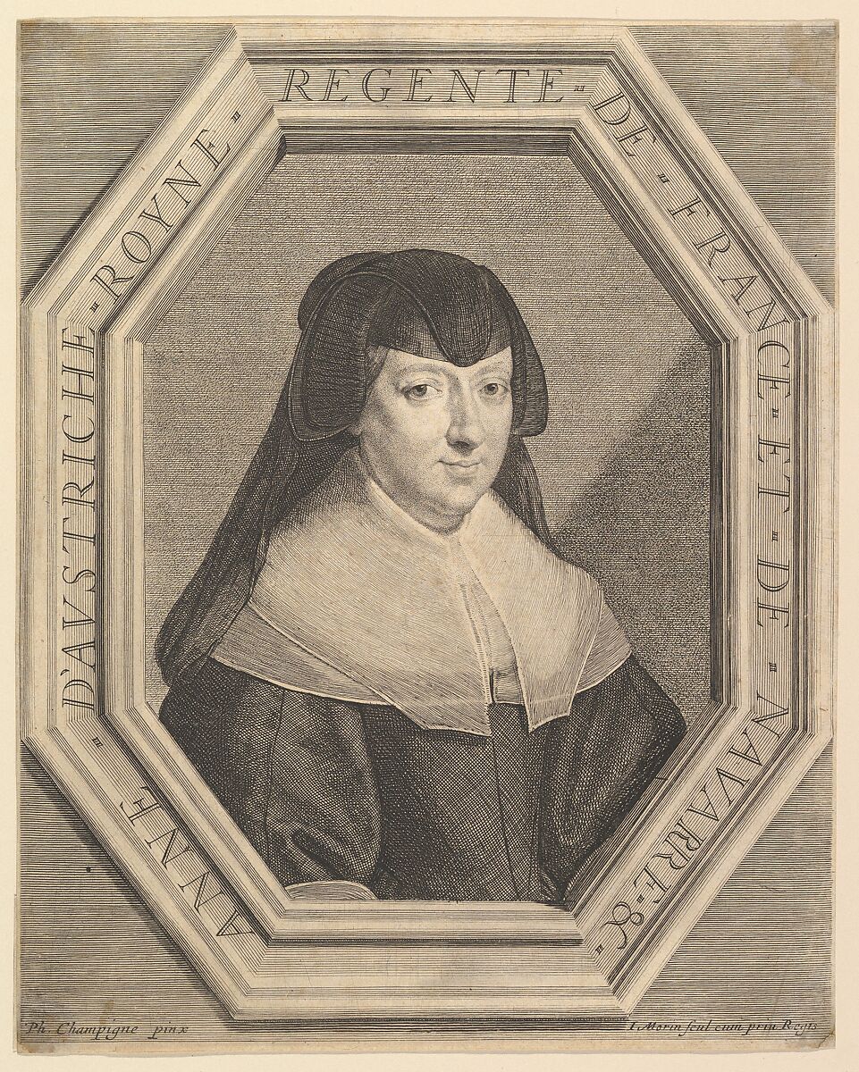 Anne d'Autriche, reine de France, en habit de deuil, Jean Morin (French, Paris ca. 1605–1650 Paris), Etching 
