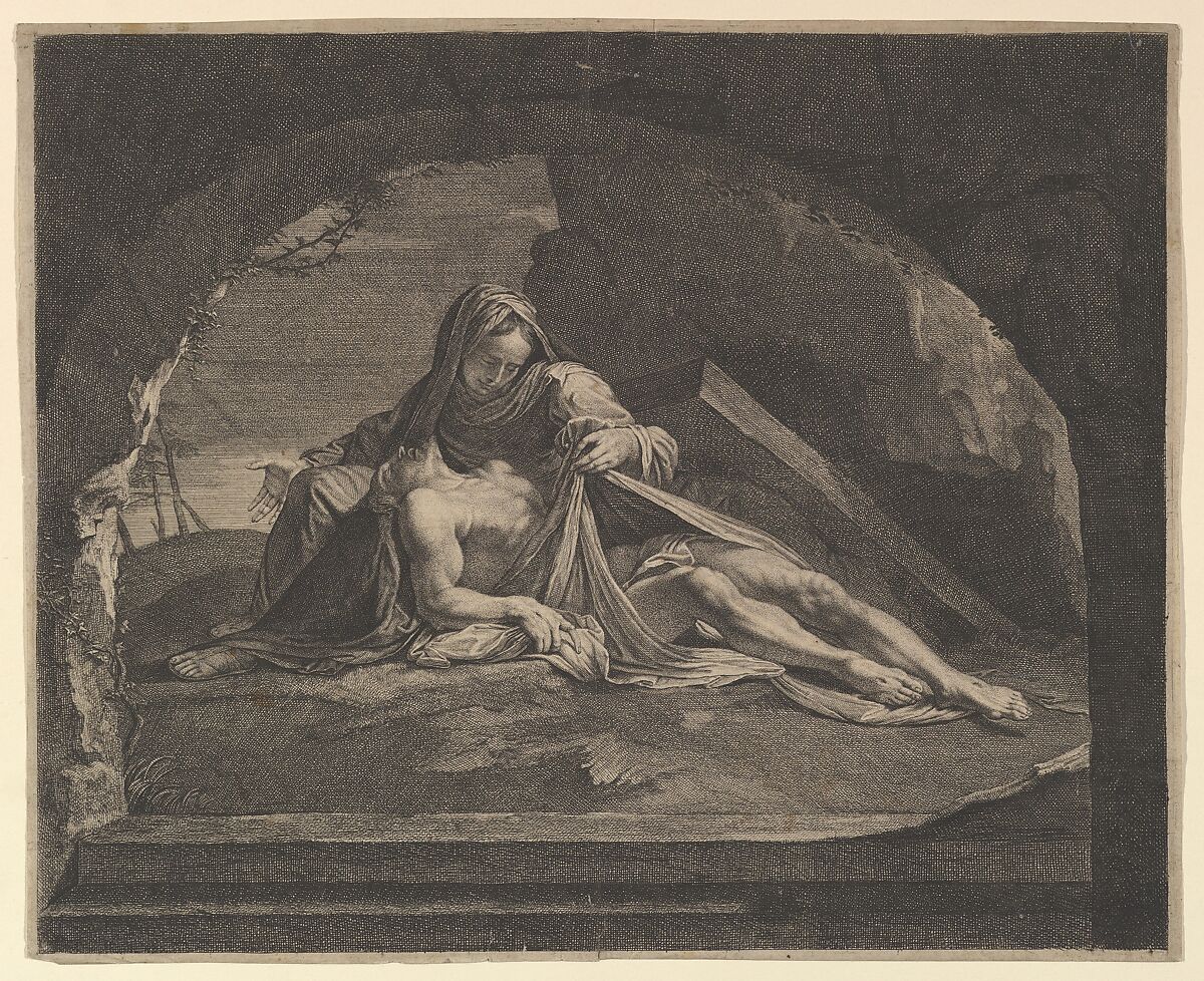 La Vierge au sepulcre, Jean Morin (French, Paris ca. 1605–1650 Paris), Etching 