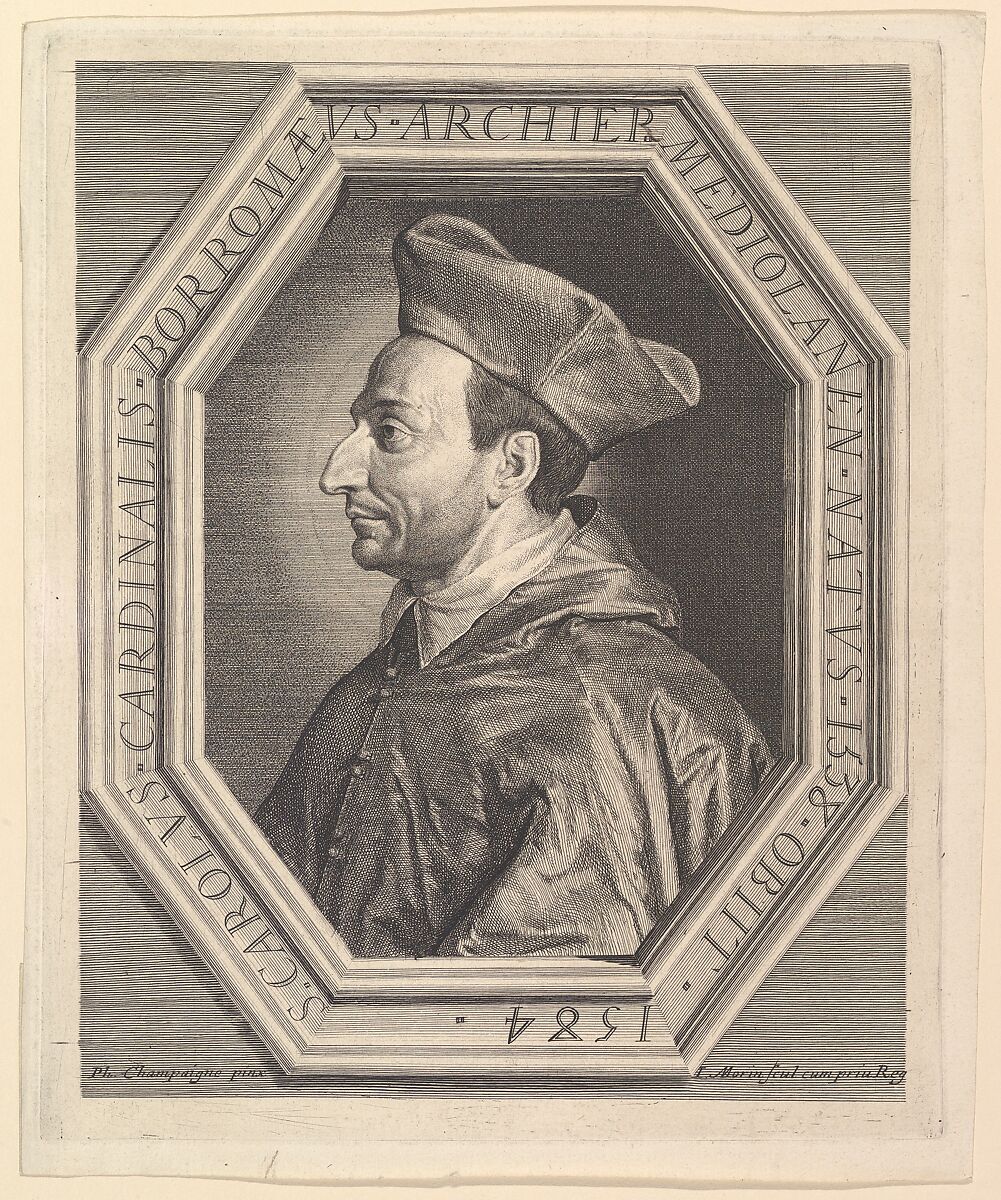 Saint Charles Borromee, cardinal et archeveque de Milan, Jean Morin (French, Paris ca. 1605–1650 Paris), Etching, second state 