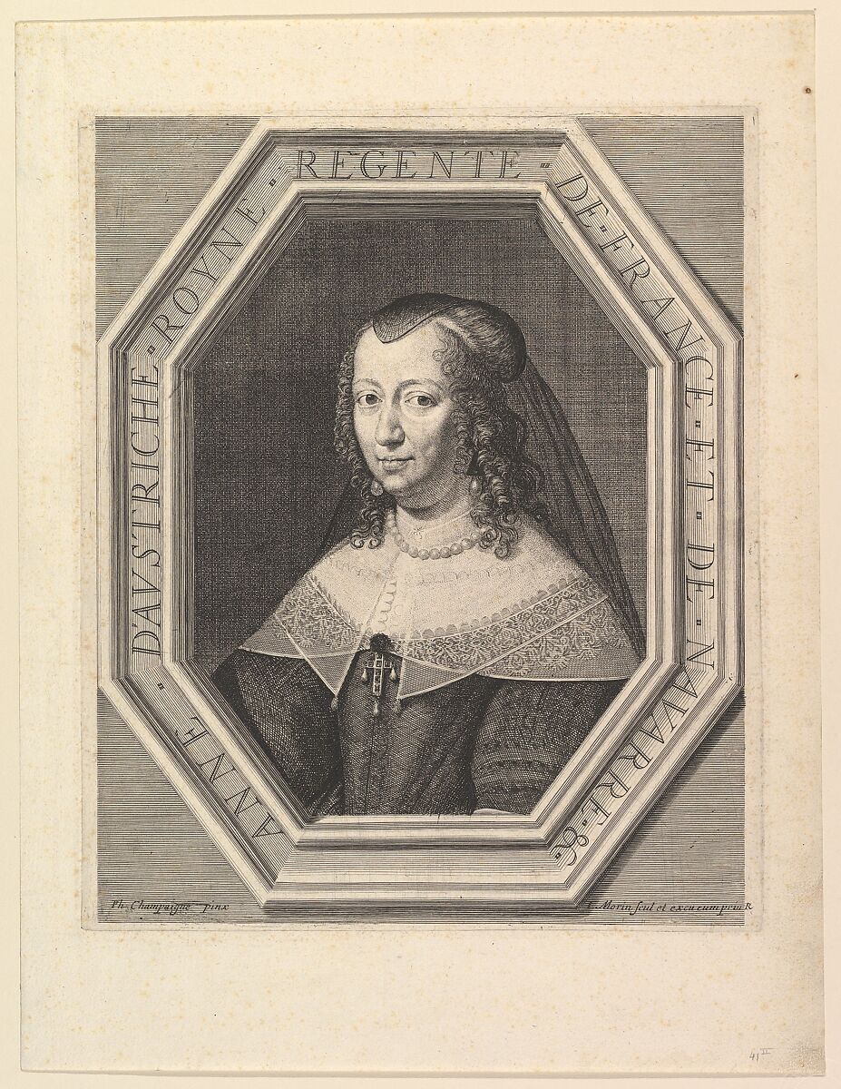 Anne d'Autriche, reine de France, en deuil de cour, Jean Morin (French, Paris ca. 1605–1650 Paris), Etching 