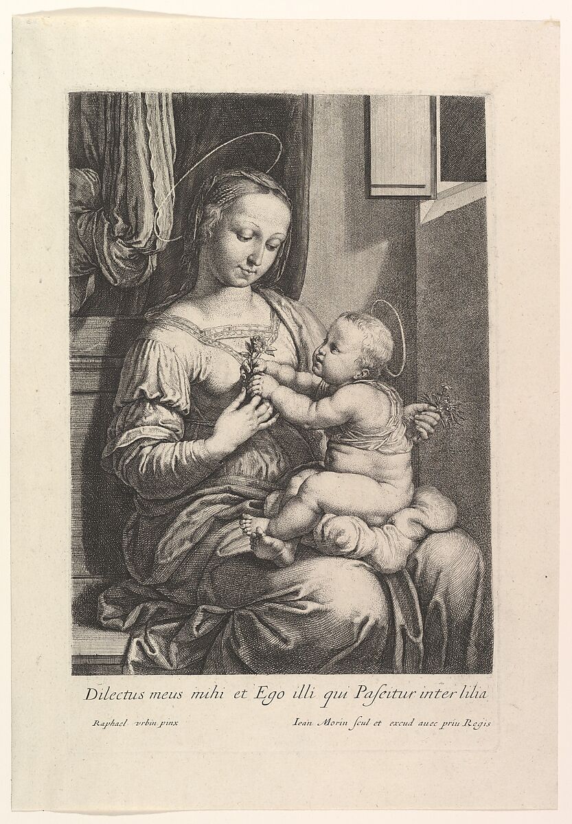 La Vierge a l'enfant, a la rose, Jean Morin (French, Paris ca. 1605–1650 Paris), Etching, second state 
