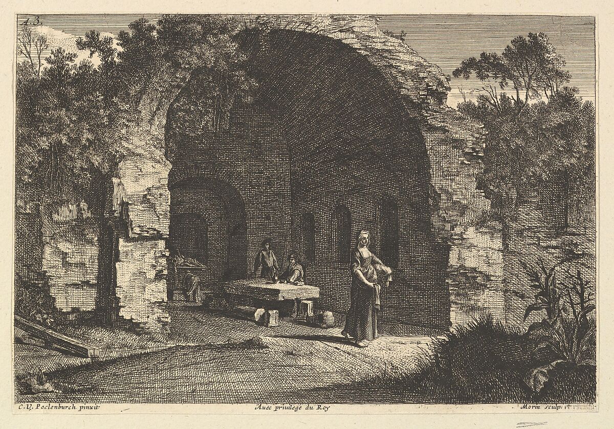 La Caffarella (ou Grotte d'Egerie), Jean Morin (French, Paris ca. 1605–1650 Paris), Etching, third state 