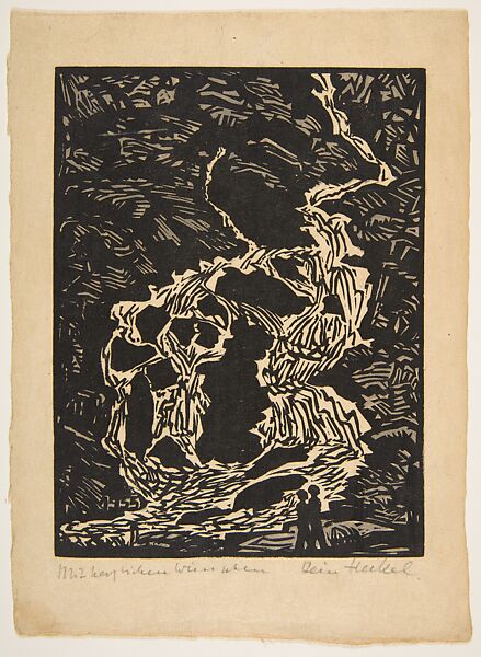 24. Jahresblatt: Wasserfall, Erich Heckel (German, Döbeln 1883–1970 Radolfzell), Woodcut in black and gray ink 