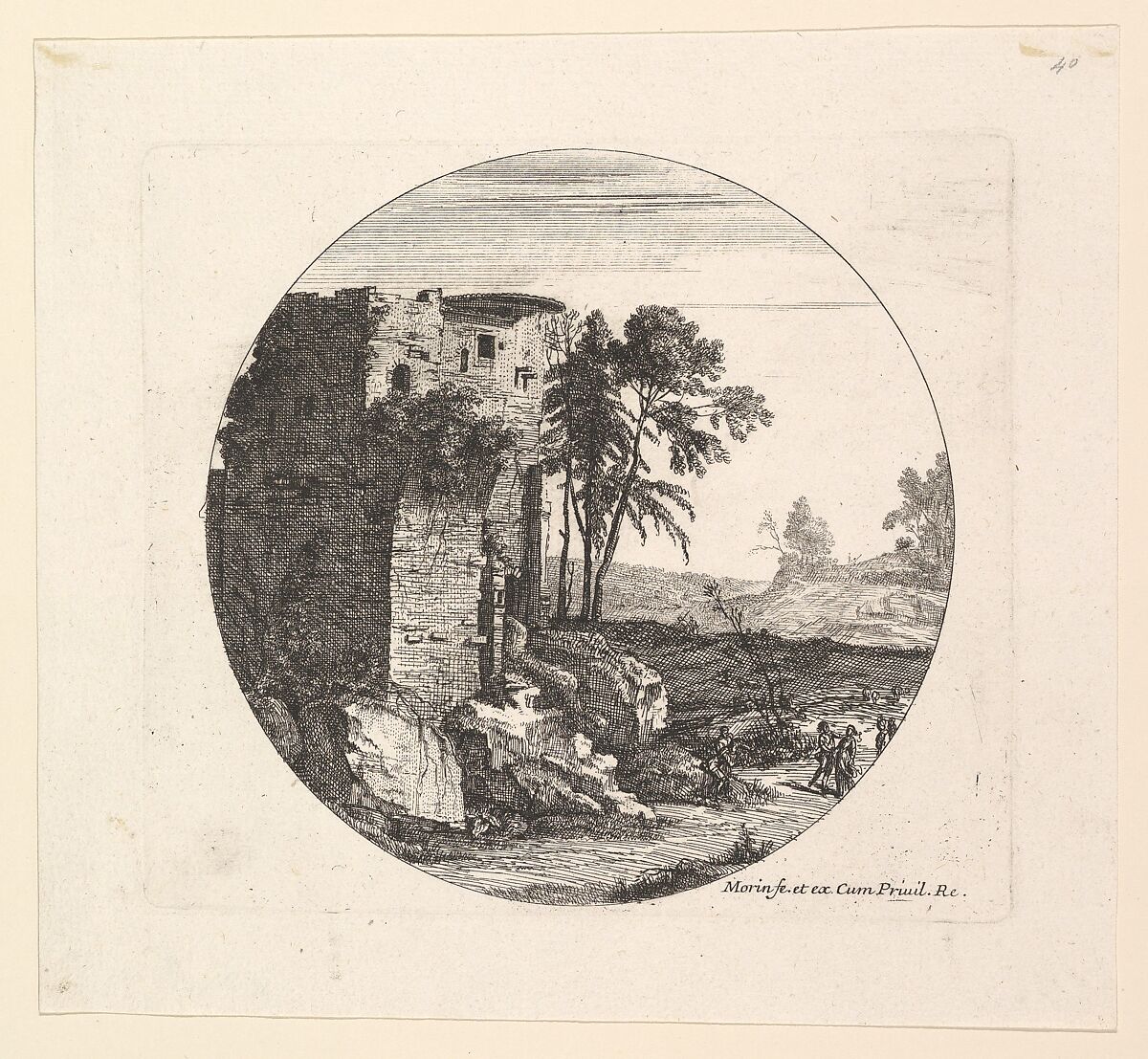 Les Ruines a gauche, Jean Morin (French, Paris ca. 1605–1650 Paris), Etching 